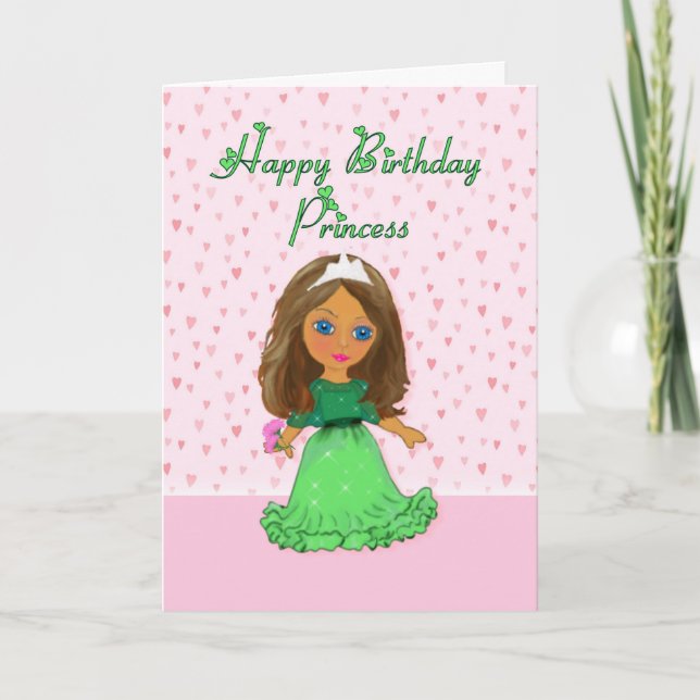 Tarjeta cabelluda de la princesa cumpleaños de (Anverso)