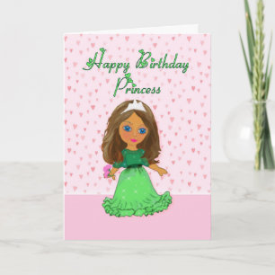 Tarjeta cabelluda de la princesa cumpleaños de
