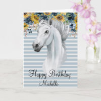 Cabeza de caballo al acuarela Feliz cumpleaños gir