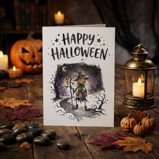 Tarjeta Cabeza de Calabaza Espeluznante Espantapájaros de
