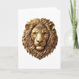 Tarjeta Cabeza de León Majestuoso Adorno Tribal Arte Tarje