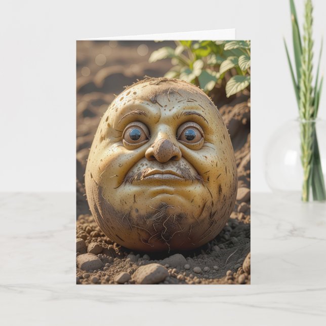 Tarjeta Cabeza De Papa De Cumpleaños En Suciedad (Anverso)