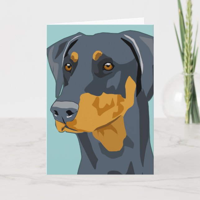 Tarjeta Cabeza del Doberman, azul, Uncropped (Anverso)