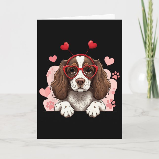 Tarjeta Cabezal de English Springer Spaniel de San Valentí (Anverso)
