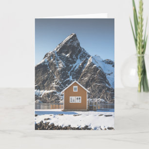 Tarjeta Cabin amarillo Lofoten Noruega