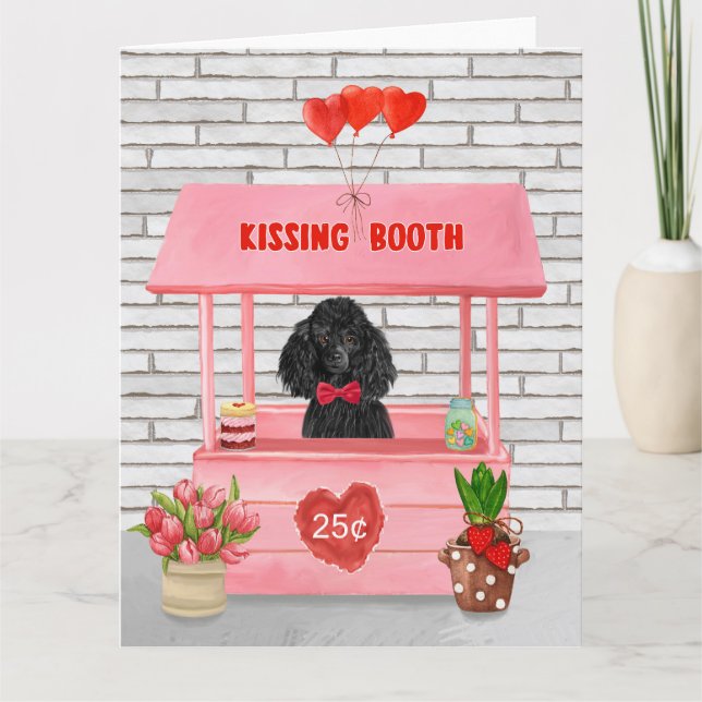 Tarjeta Cabina de besos del perro de raza caniche día de S (Anverso)