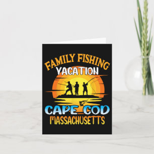 Tarjeta Cabo Cod Machusetts Familia Fishing Vacation Sunse