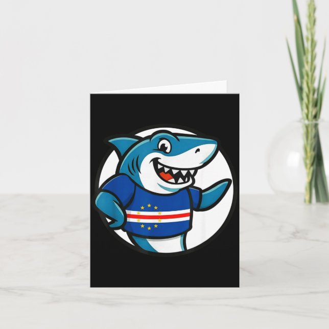 Tarjeta Cabo Verde Flag Shark Funny Cabo Verdean  (Anverso)