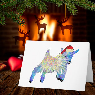 Tarjeta Cabra de Navidad adorable arte de animal de granja