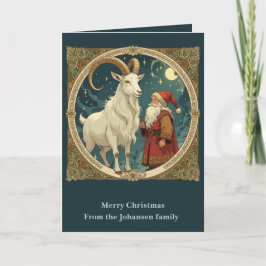 Tarjeta Cabra de Yule y Jultomten Mitología Escandinava