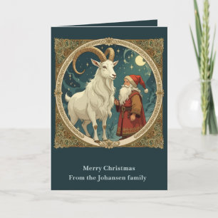 Tarjeta Cabra de Yule y Jultomten Mitología Escandinava
