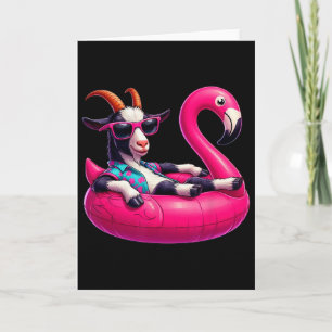 Tarjeta Cabra divertida de verano rosa fiesta de piscina h