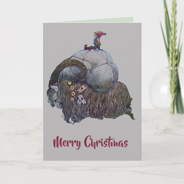 Tarjeta Cabrito de Yule escandinavo después de John Bauer (Anverso)