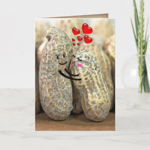 Tarjeta cacahuetes abrazándose por aniversario de bodas