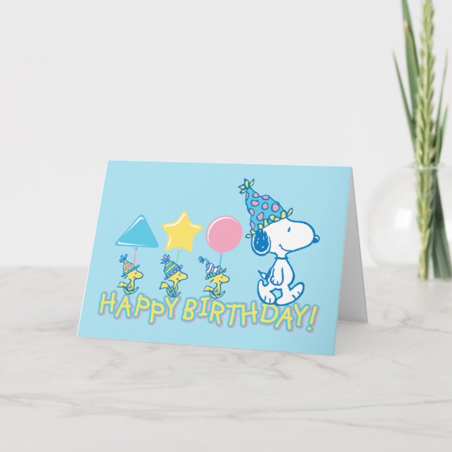 Tarjeta Cacahuetes | Feliz cumpleaños Snoopy y Woodstock (Anverso)