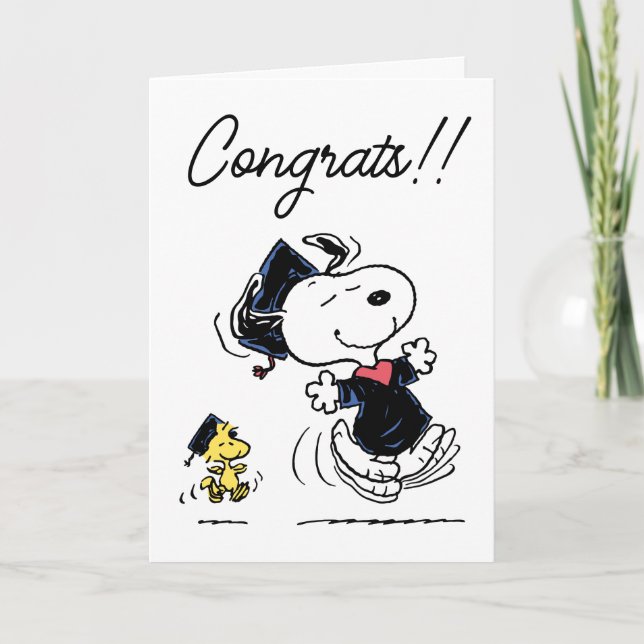 Tarjeta Cacahuetes | Graduación Snoopy & Woodstock (Anverso)