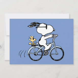 Tarjeta Cacahuetes Snoopy y Woodstock en bicicleta