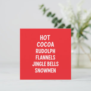 Tarjeta Cacao Caliente Rudolph Franela Campanas de Navidad