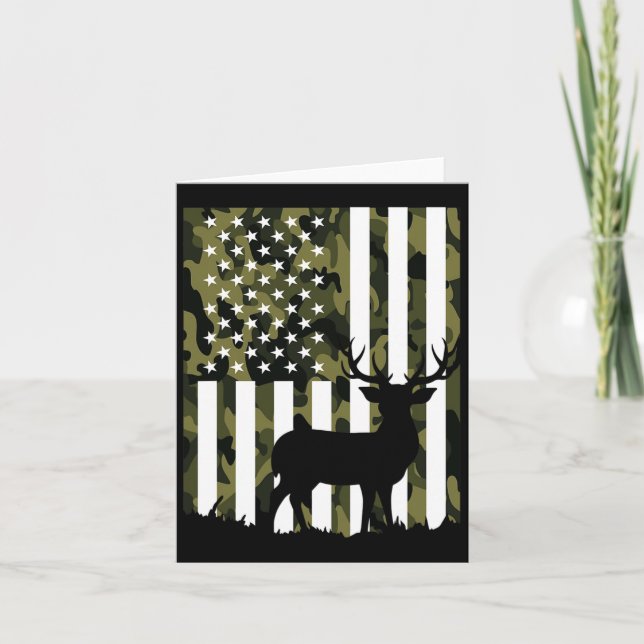 Tarjeta Cacería de camuflaje de cazadores Buck Elk America (Anverso)