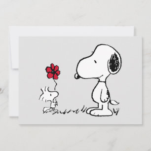 Tarjeta Cacharritos Snoopy y Woodstock Rojo y Negro
