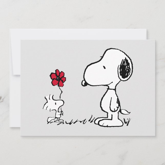 Tarjeta Cacharritos | Snoopy y Woodstock Rojo y Negro (Anverso)