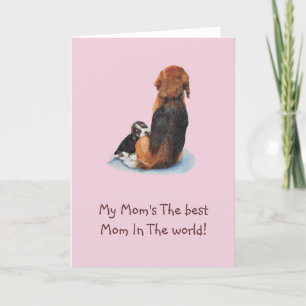 Tarjeta Cachorro adorable beagle acurrucándose con verso p