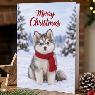 Tarjeta Cachorro adorable de Pomsky para amantes de perros