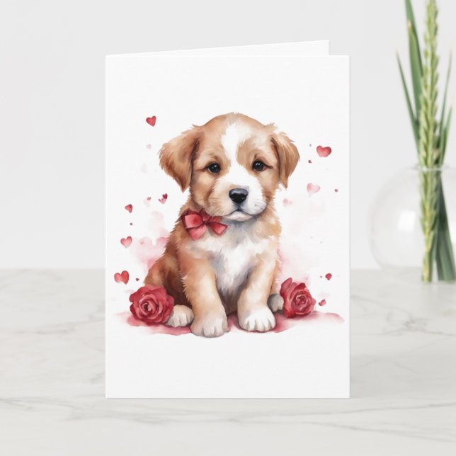 Tarjeta Cachorro adorable día de San Valentín (Anverso)