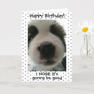 Tarjeta Cachorro Adorable Feliz Cumpleaños Lunares