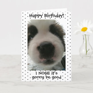 Tarjeta Cachorro Adorable Feliz Cumpleaños Lunares