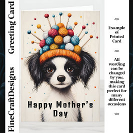 Tarjeta Cachorro Adorable, Gorro de Tejer CY1 Madre Person