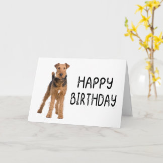 Tarjeta Cachorro Airedale Terrier Lindo Feliz Cumpleaños