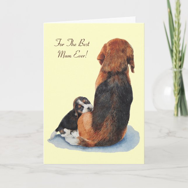 Tarjeta cachorro beagle adorable perro de mamá (Anverso)