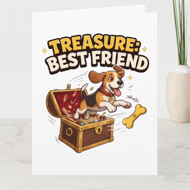 Tarjeta Cachorro Beagle Mejor Amigo Tesoro (Anverso)