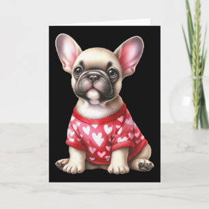 Tarjeta Cachorro Bulldog Francés Día de San Valentín Coraz