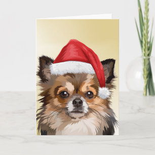 Tarjeta cachorro Chihuahua de Navidad con sombrero de Sant