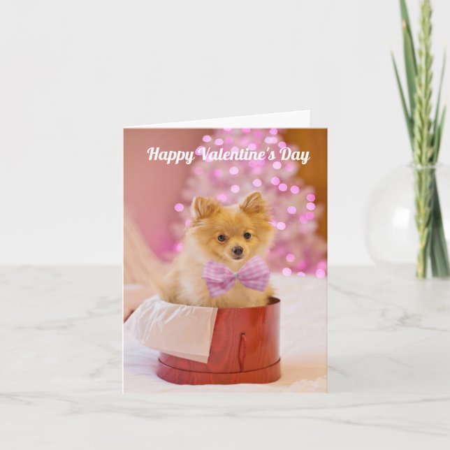 Tarjeta Cachorro con El día de San Valentín Bowtie (Anverso)