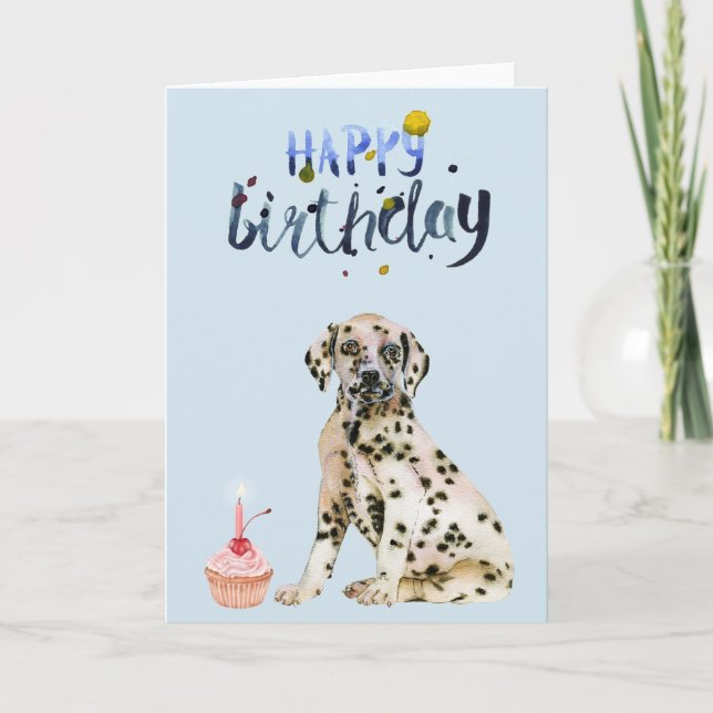Tarjeta Cachorro dálmata de cumpleaños lindo (Anverso)