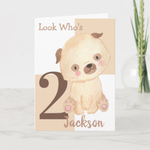 Tarjeta Cachorro de Acuarela Adorable con Nombre Personali