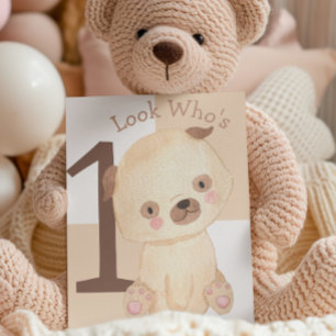 Tarjeta Cachorro de Acuarela Adorable con Nombre Personali