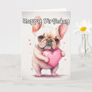 Tarjeta Cachorro de Bulldog Francés juguetón y adorable