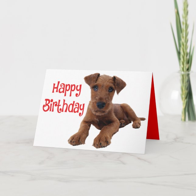 Tarjeta Cachorro de cachorro Airedale Terrier Dog Cumpleañ (Anverso)
