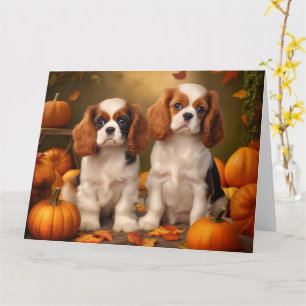 Tarjeta Cachorro de Cavalier King Charles Spaniel Calabaza