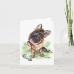 Tarjeta Cachorro de dibujos animados adorable pastor alemá