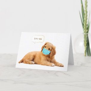 Tarjeta Cachorro de Golden Retriever con máscara facial