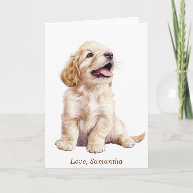 Tarjeta Cachorro de Golden Retriever Personalizado (Anverso)