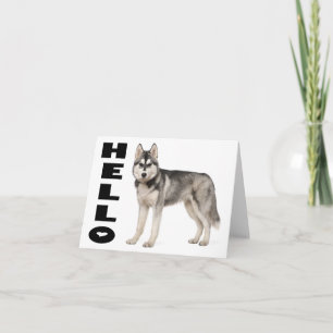 Tarjeta Cachorro de Husky Siberiano Hola, ,Te Extraño, Amo