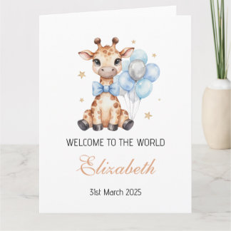 Tarjeta Cachorro de Jirafa Bienvenido al Mundo