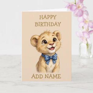 Tarjeta Cachorro de León Macho: Cumpleaños de Animal Bebé