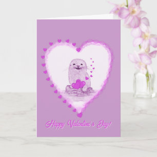 Tarjeta Cachorro de Nutria Marina Blanca Adorable, Feliz D